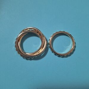 Allsaints Gold 3pc Crossover Ring Stackable Ring Set Sz 8 All Saints